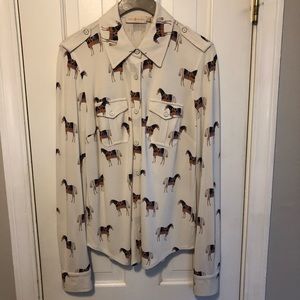 Tory Burch Horse Print Button Down size Small